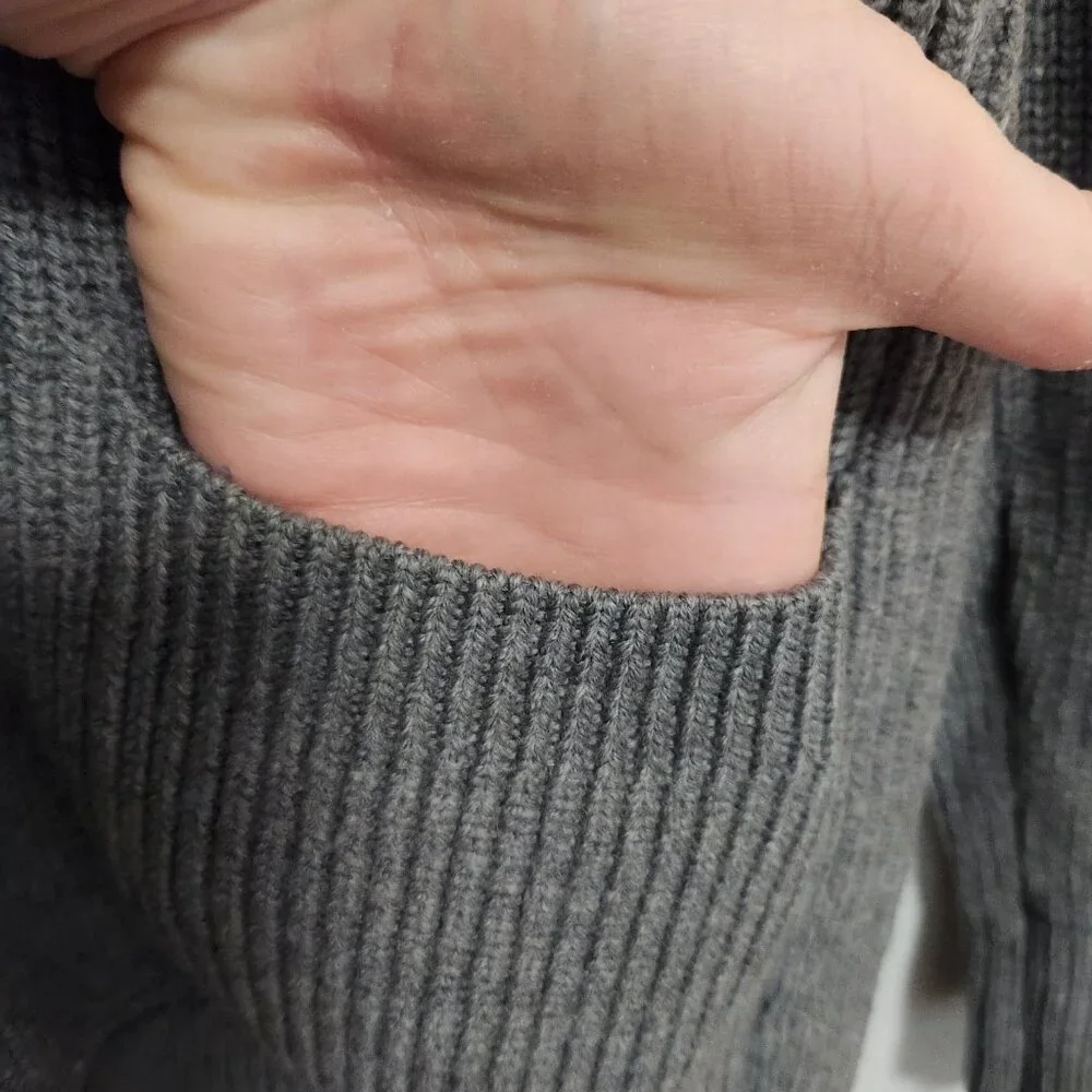 Everlane | Women's Gray Chunky Knit Cardigan Eclectic Grandpa Large - Picture 5 of 8